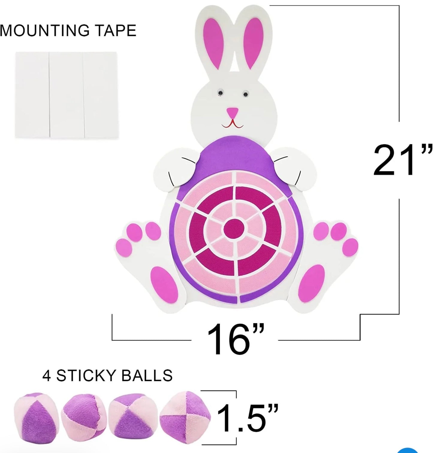 Easter Bunny Egg Dart Board Game Kit with 4 Sticky Balls