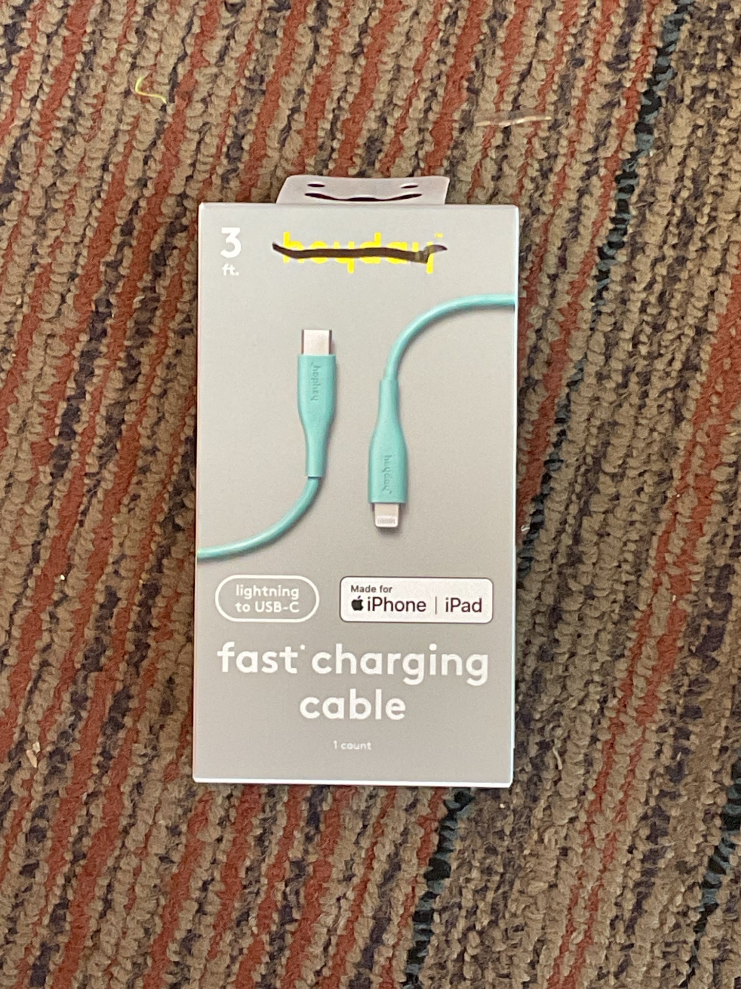 Lightning to USB-C Fast Charging Cable-3ft-Aqua