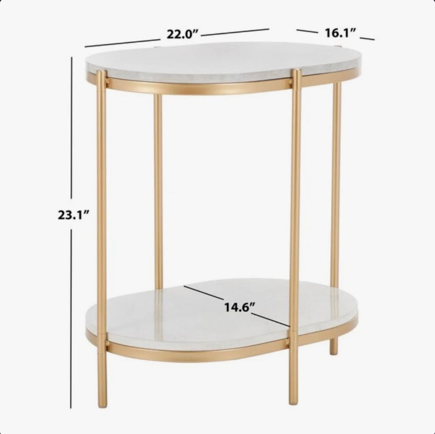 Rockport End Table - White/Gold - Minor cosmetic damage