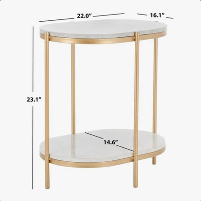 Rockport End Table - White/Gold - Minor cosmetic damage