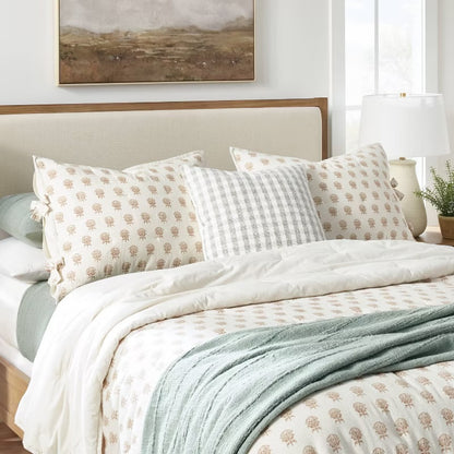 1 Standard Lofty Cotton Slub Woodblock Print Floral Quilt Sham - White/Mauve – Threshold™ designed with Studio McGee: OEKO-TEX Certified