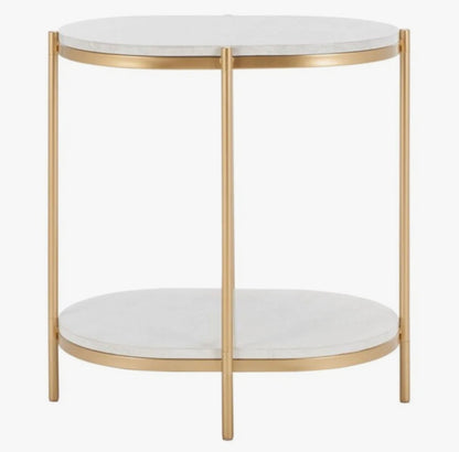 Rockport End Table - White/Gold - Minor cosmetic damage
