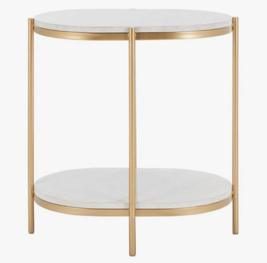 Rockport End Table - White/Gold - Minor cosmetic damage