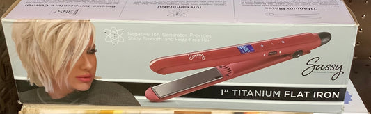 Sassy 1" Titanium Flat Iron, Adjustable Heat Hair Straightener with lon Generator Red