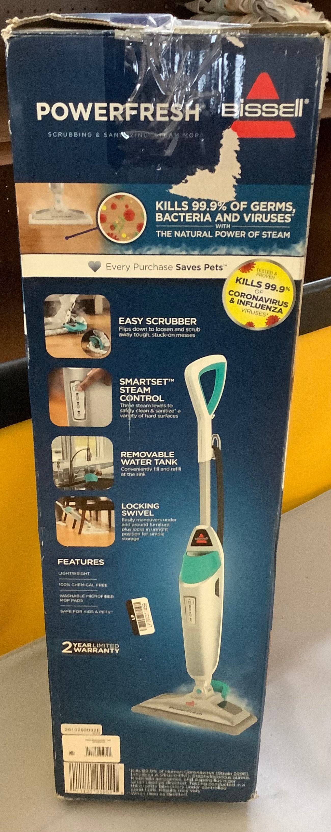 BISSELL Power Fresh Pet Steam Mop Hard Floor Steam Cleaner 12" Cleaning Path White: Electric Floor Steamer, 2
Pads, 3 Steam Settings