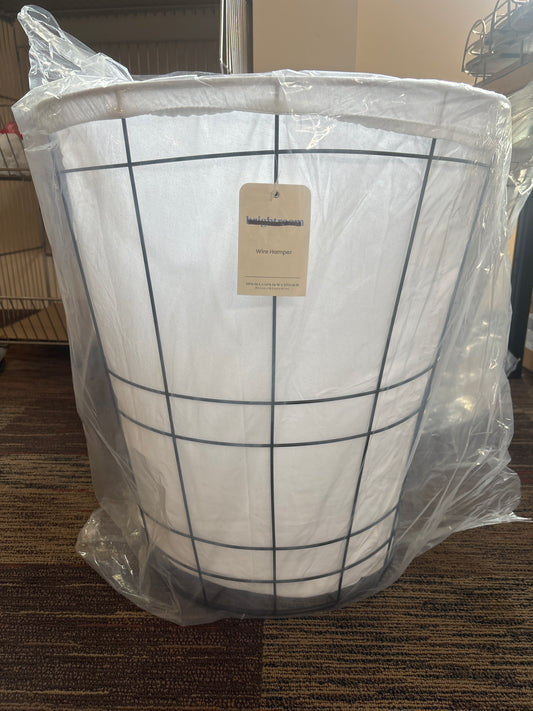 Black Half Circle Wire Hamper with White Liner