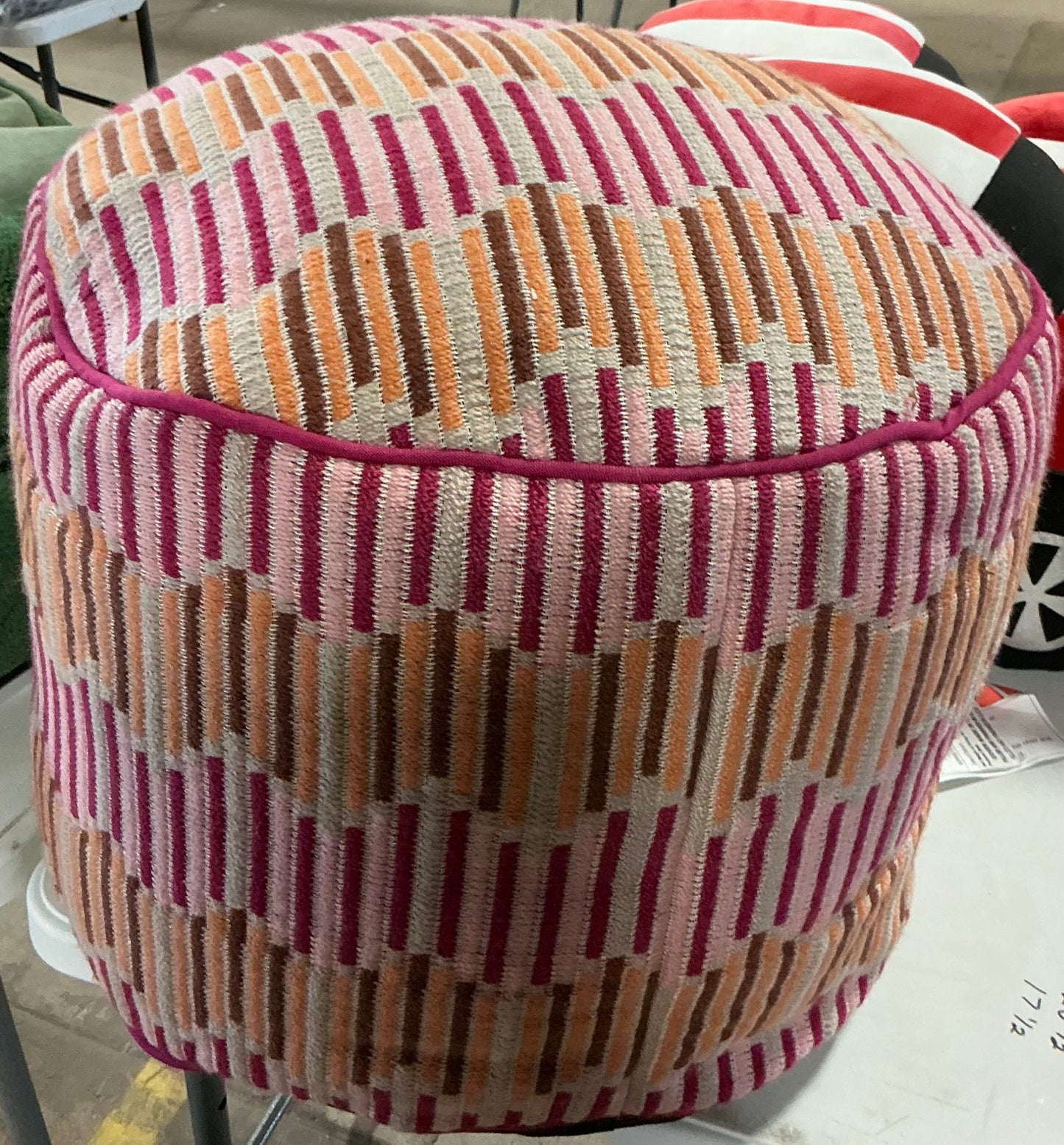14"x20" Wavy Stripe Round Pouf Warm - Out of Package (see pictures)