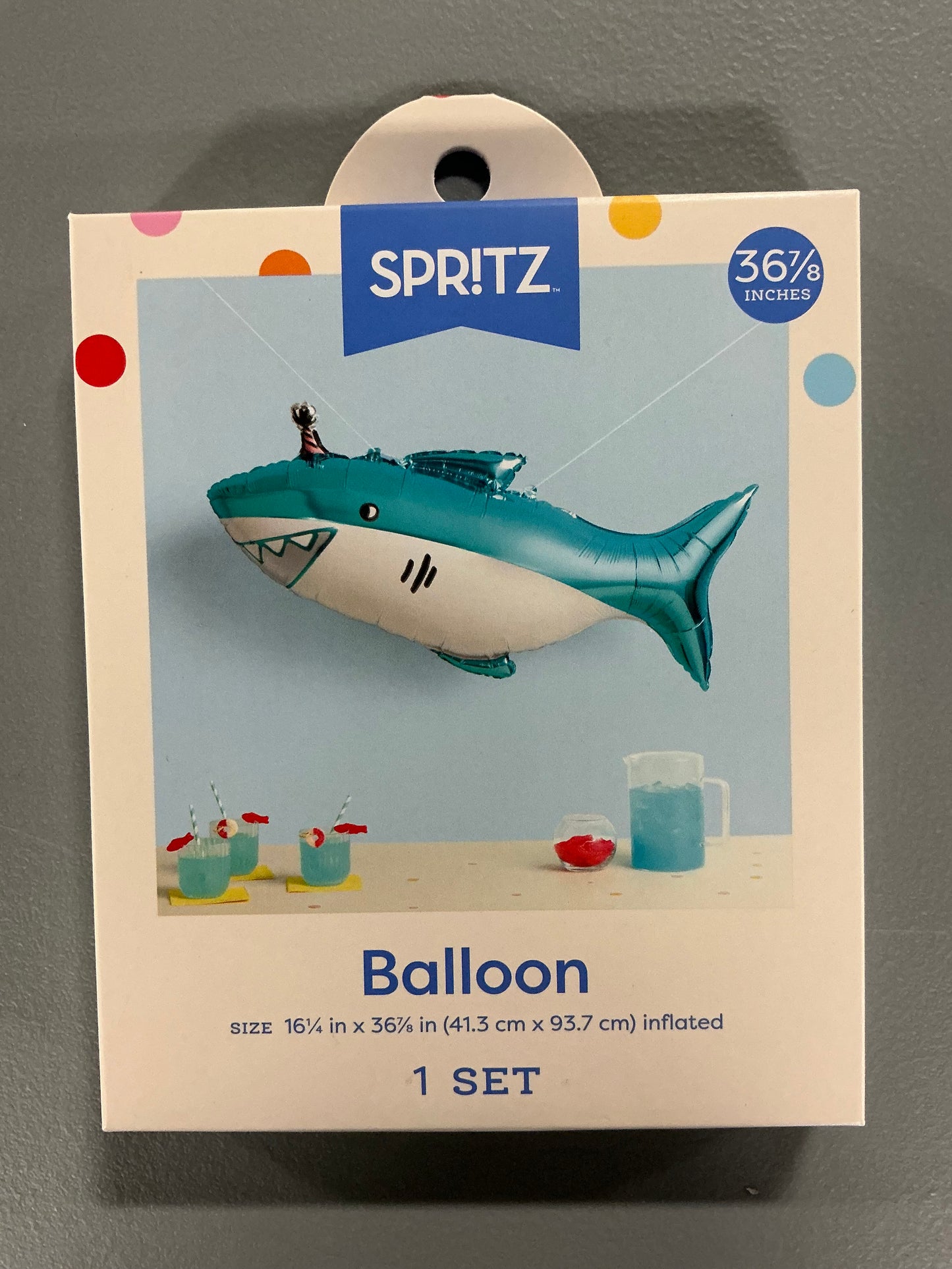 Shark Party Bundle (includes 6 Shark Balloons, 6 Shark Surprise Boxes, 2 packs of Party Favor Blowers (6 count each) and 1 “Happy Birthday” Banner)
