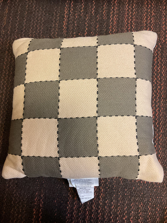 1 Piece Brown Checkered Toss Pillow