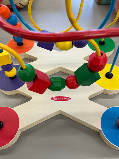 Melissa & Doug Classic Bead Maze - Wooden Educational Toy: Activity Play Center, Shapes & Colors, Metal & Plywood - Open packaging