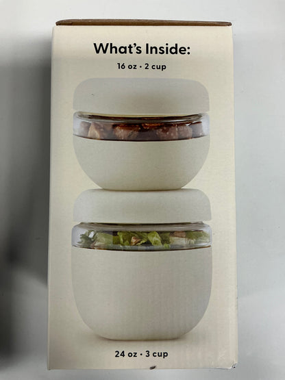 W&P Design 2pc (16oz and 24oz) Glass Seal Tight Bowls Cream