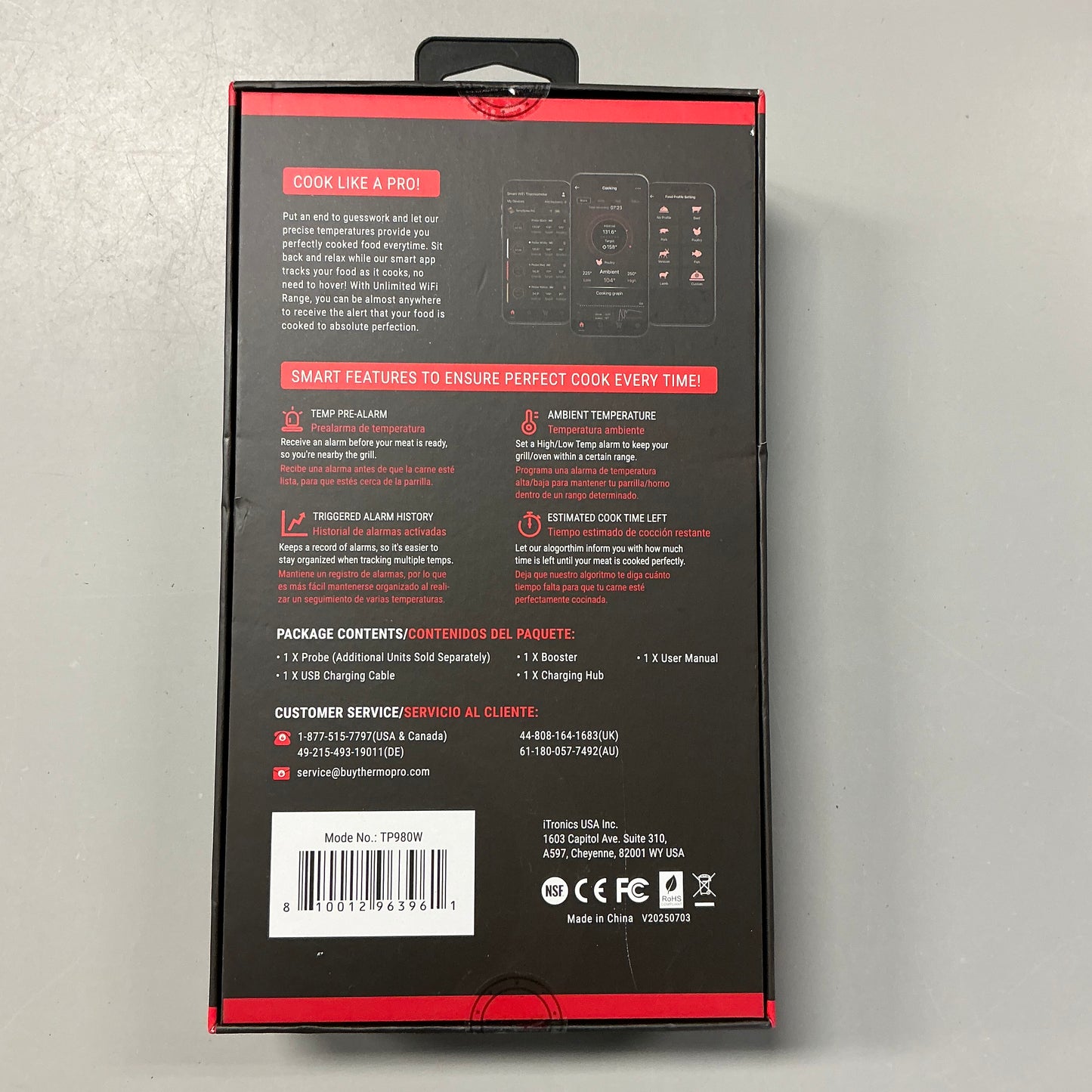 ThermoPro - TempSpike Pro Unlimited Range - 1 Probe - Digital Remote - Bluetooth Compatibility Meat Thermometer