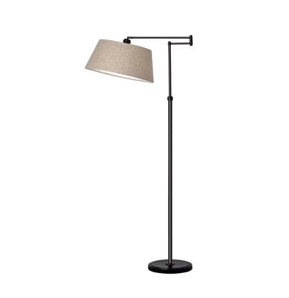 58.5"x17" Traditional Oil Rubbed Swing Arm Floor Lamp Brown - Adjustable, Linen Shade, Metal Body - Out of Box - Minor Cosmetic Damage (see pictures) - FOR PICKUP ONLY