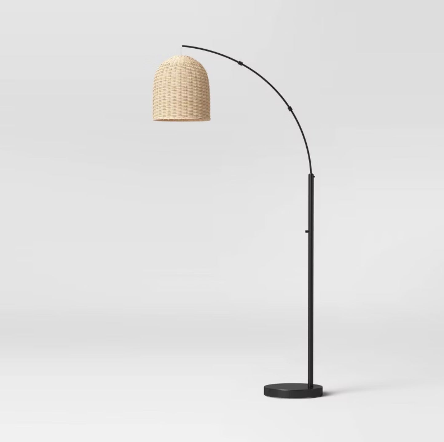 82"x13" Addison Arc Floor Lamp with Natural Rattan Shade - Curved Metal - DAMAGED BOX (see pictures) - FOR PICKUP ONLY