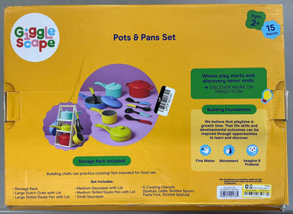 Pots & Pans Set - Gigglescape™: Creativity & Problem Solving, Fine Motor Skills, 16-Piece Plastic Set