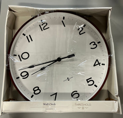 16" Thin Frame Wall Clock Red/Brown - Threshold™: Elegant Indoor Timepiece, Bold Numerals - Open Box/Minor Cosmetic Damage (see pictures) - FOR PICKUP ONLY