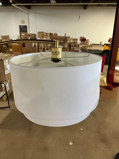 68"x41" Knurled Metal Arc Floor Lamp with Tiered Shade - Brass - Curved Standing Illumination for Living Room - Some Cosmetic Damage - (see pictures ) - LAMPS MAY BE OUT OF BOX - FOR PICKUP ONLY