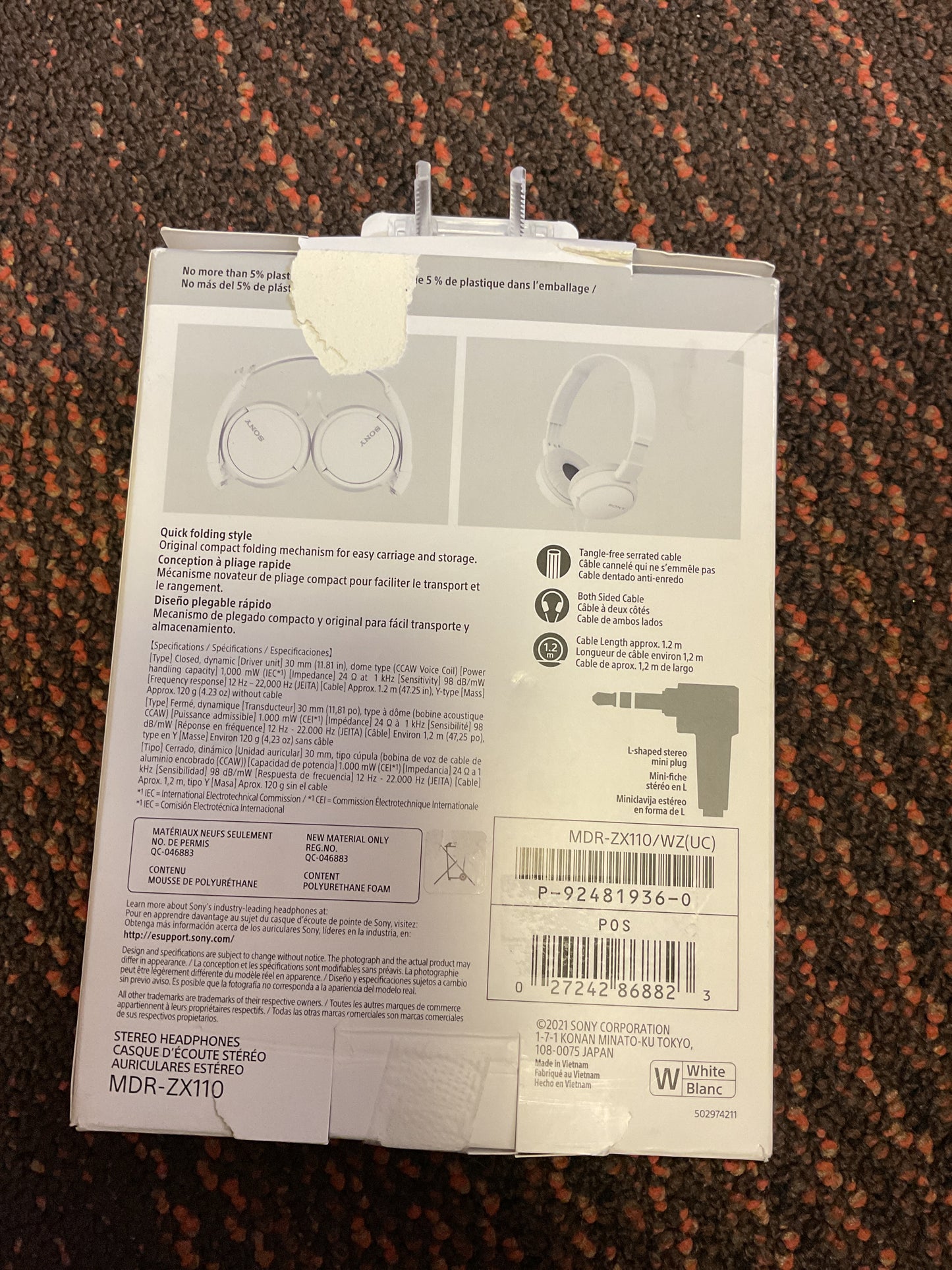 White Sony headphones