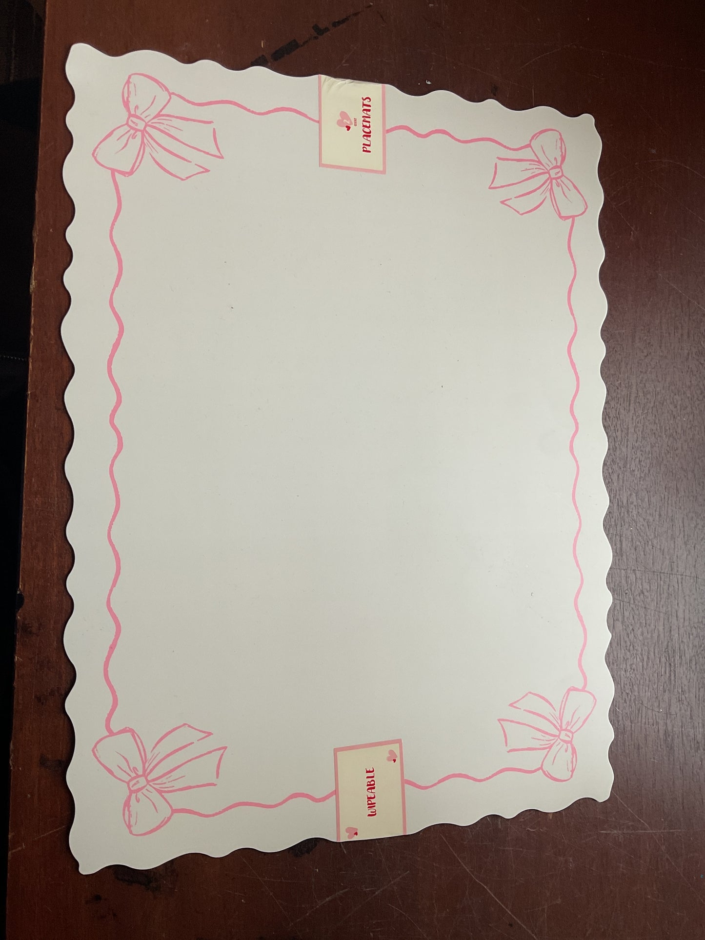 2 Count Pink Ribbon Placemat - White