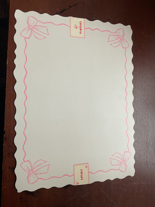 2 Count Pink Ribbon Placemat - White