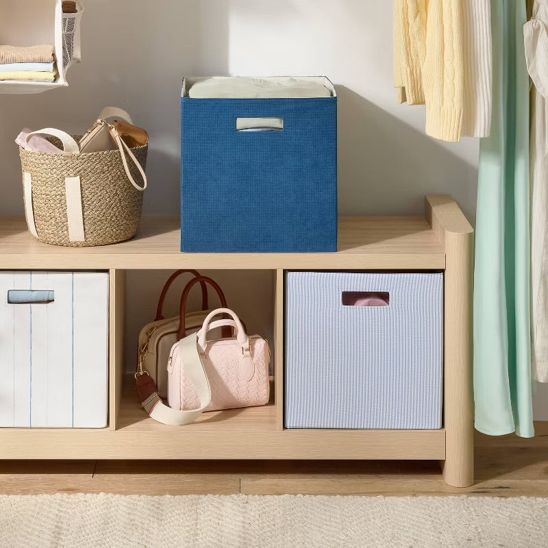13''x13'' Fabric Decorative Storage Bin Textured Navy - Brightroom™: 13 Inch Storage Cube, Decorative Storage