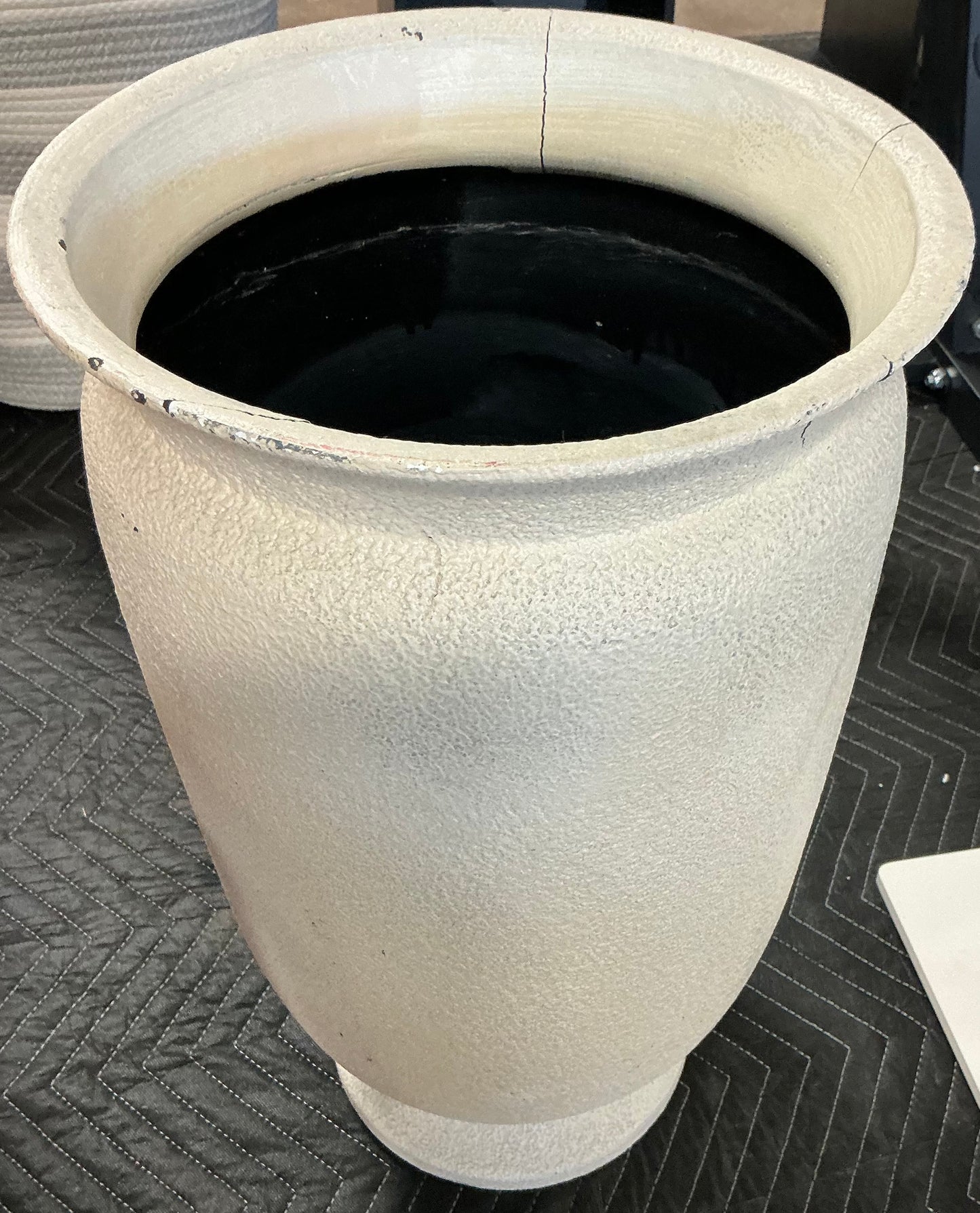 Large Plastic Outdoor Planter Pot - Cream - 12"x12" - Minor Cosmetic Damage - Some cracks on planter opening (see pictures) - FOR PICKUP ONLY