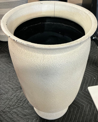 Large Plastic Outdoor Planter Pot - Cream - 12"x12" - Minor Cosmetic Damage - Some cracks on planter opening (see pictures) - FOR PICKUP ONLY