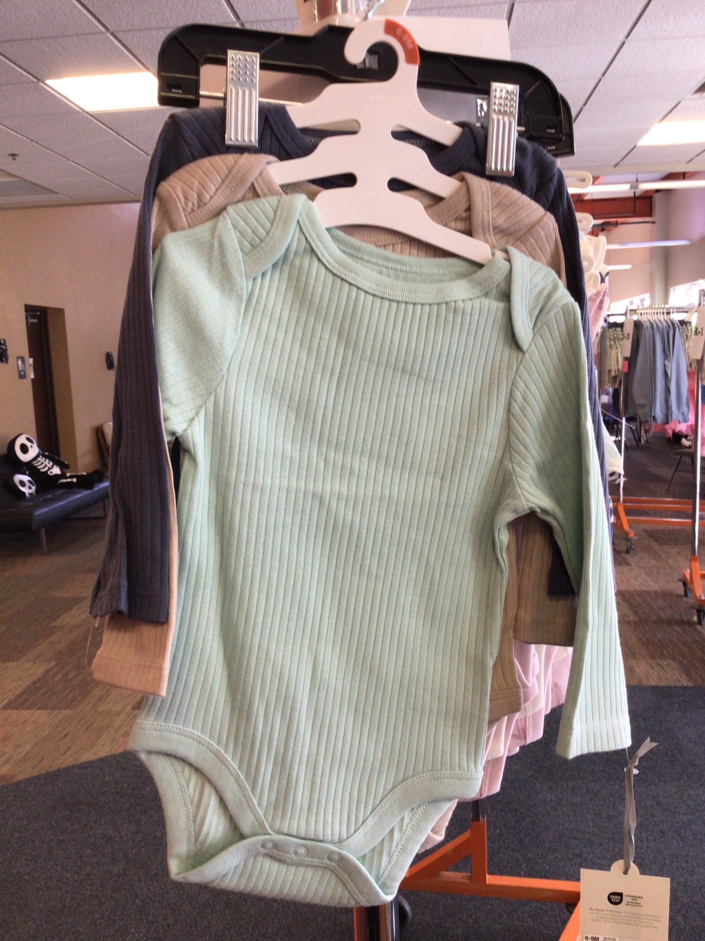 Baby 3pk Solid Long Sleeve Wide Ribbed Bodysuit-3-6M Assorted Colors
