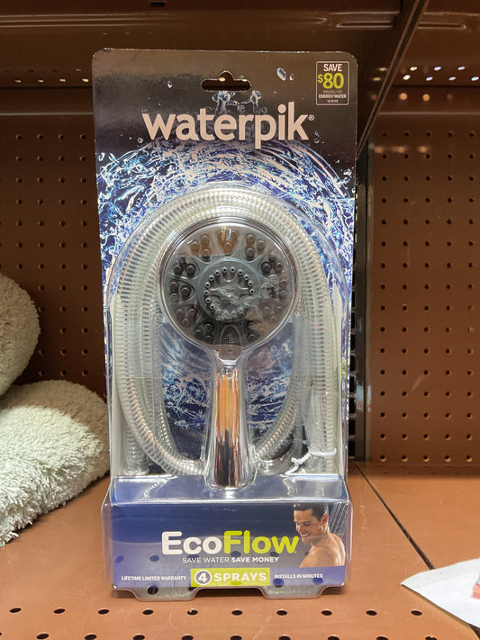 Waterpik EcoFlow Hand Held Shower Head, 4 Spray Settings, Chrome, ETC-443E