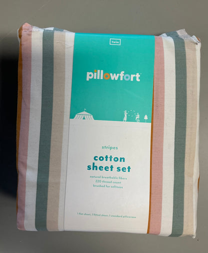 TWIN Sheet Sets (1 Pillowcase, 1 Flat Sheet, 1 Fitted Sheet) - External storage case shows minor dirt from handling (see pictures) - Some may be Missing packaging