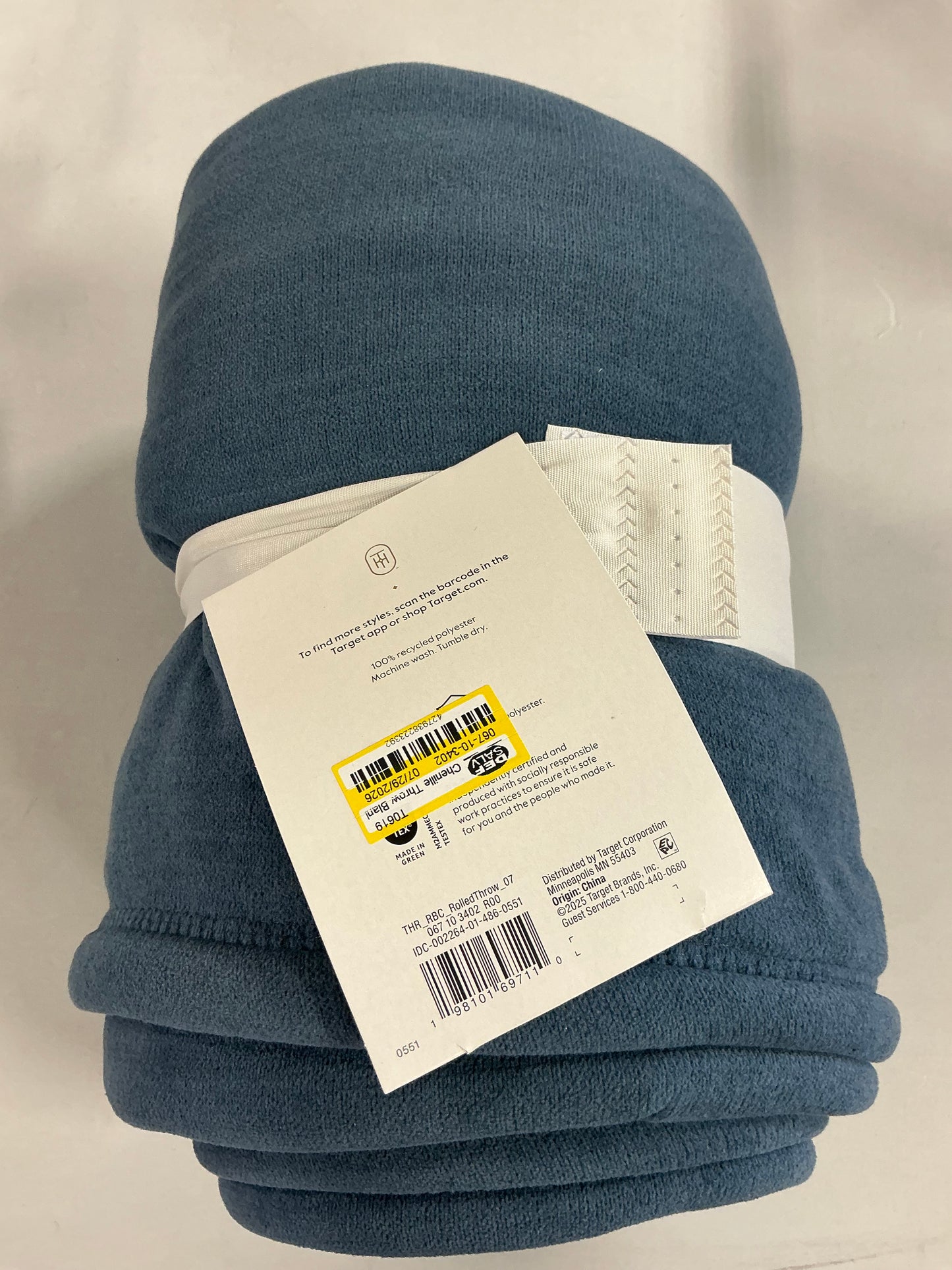 Chenille Throw Blanket with Faux Shearling Reverse Blue - Threshold™: Lightweight, Knitted, 50x70 inches, Machine Washable - Damaged Packaging (see pictures)