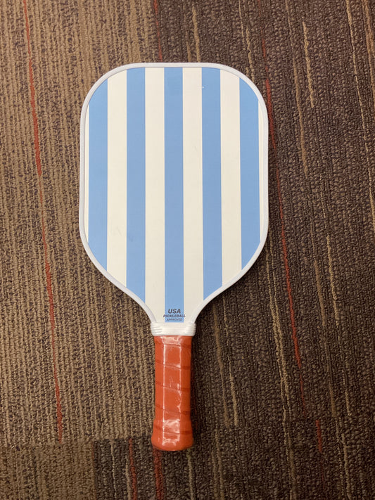 Pickleball paddle light blue and white flower design