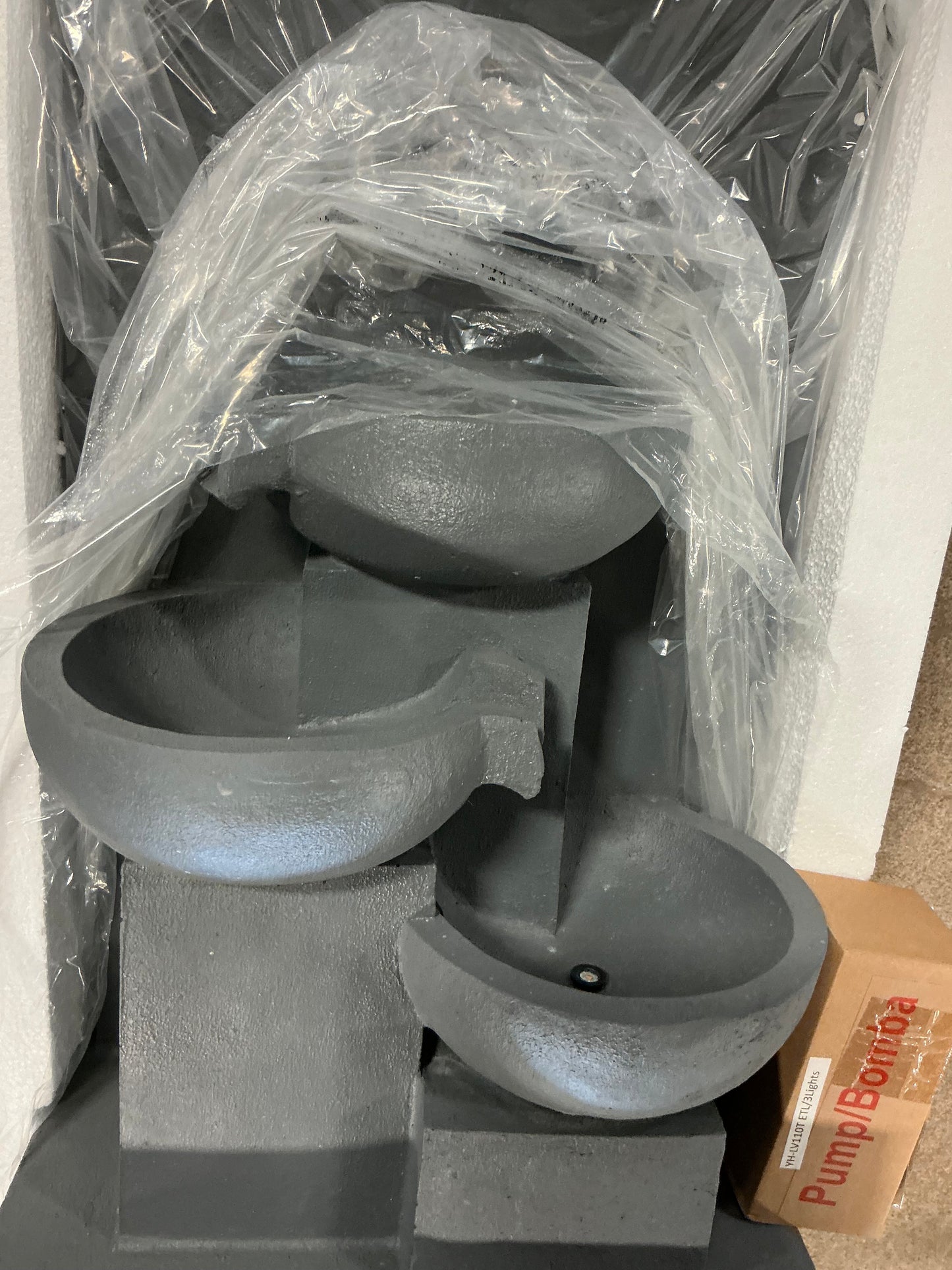 Teamson Home 29.13" Outdoor Water Fountain with Planter, LED Lights, Matte Gray - Open Box - May Have Cosmetic Damage (see pictures) - FOR PICKUP ONLY