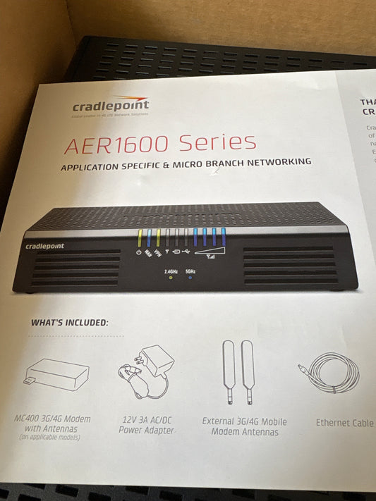 Cradlepoint AER1600 5-yr
NetCloud Branch Essentials Plan and AER1600 router with WiFi