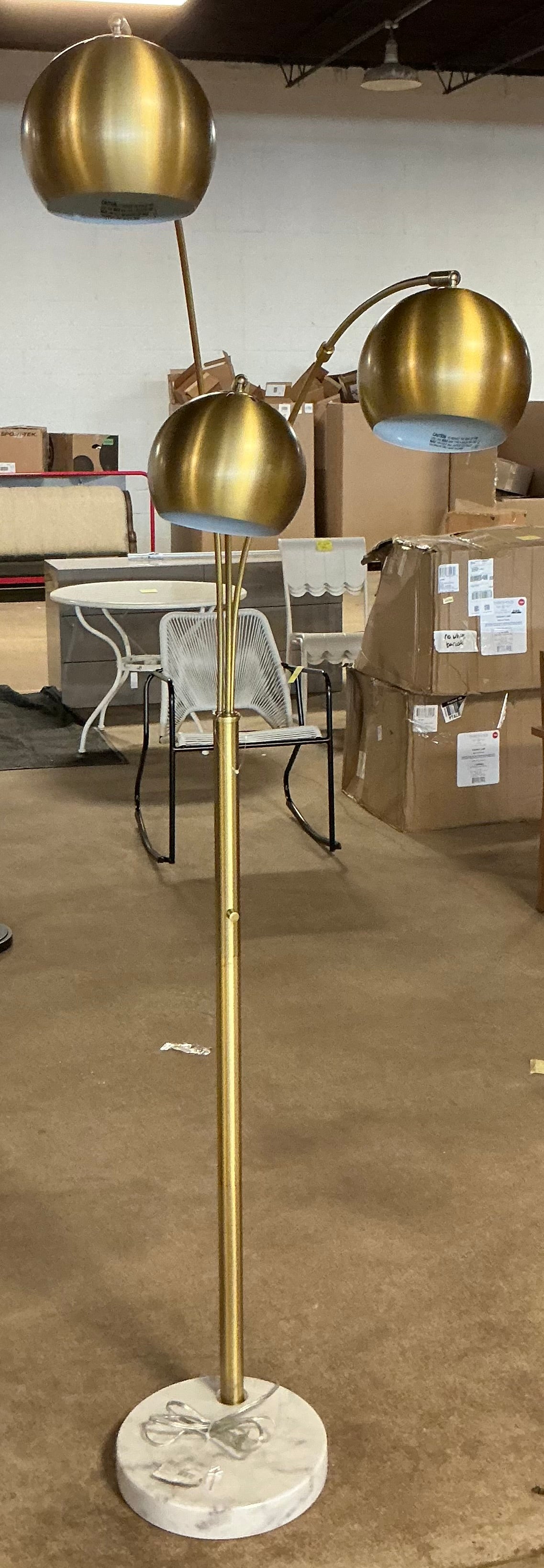 75.5"x29.5" Span 3-Head Metal Globe Floor Lamp - Brass - Out of Box - FOR PICKUP ONLY