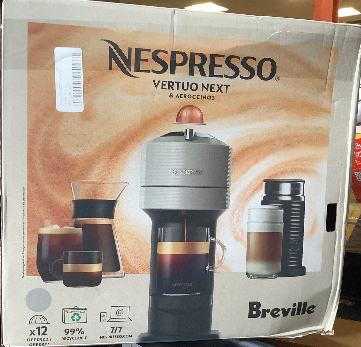 Nespresso Vertuo Next Espresso Roast Coffee Maker & Espresso Machine Bundle By Breville: Compatible with Nespresso Pods, Automatic Shut-Off