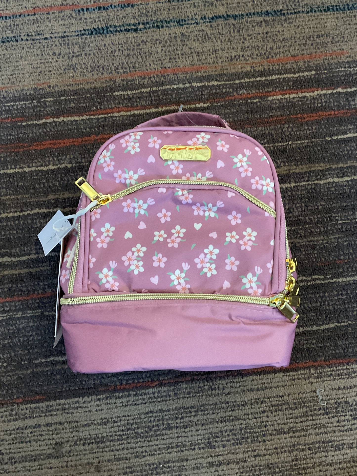 Jessica Simpson Pink Flower & Hearts Lunch Bag