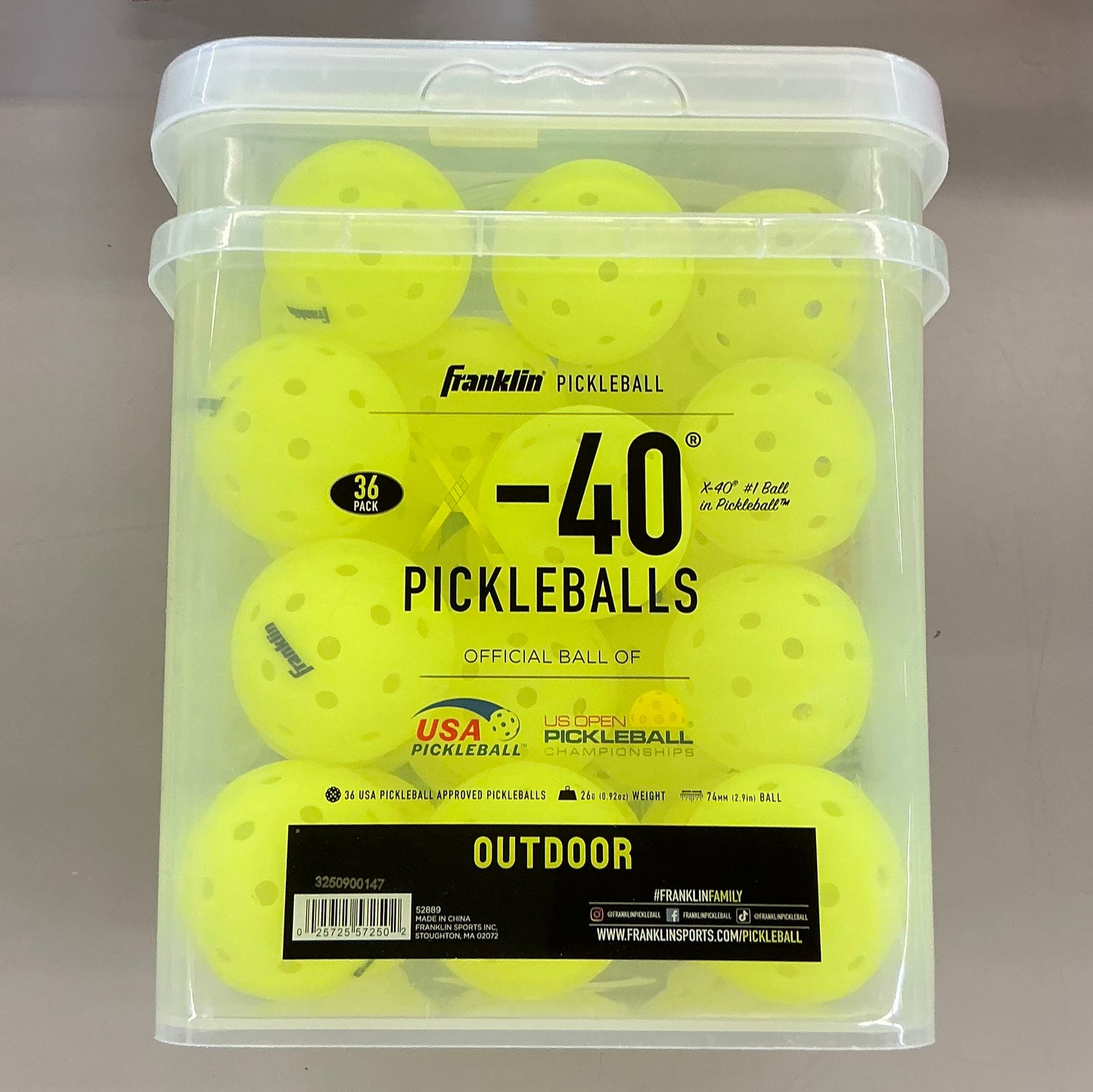 Franklin Sports Bucket X40 Pickleballs - 36pk