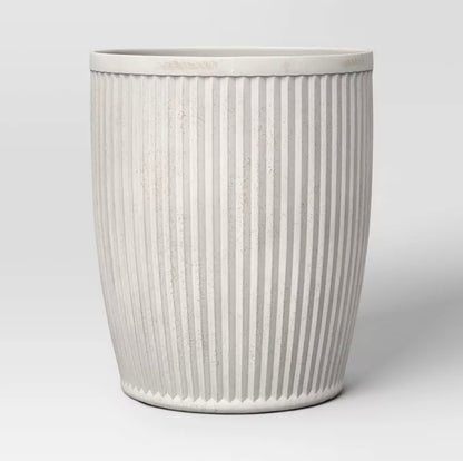 Weathered Ribbed Composite Indoor Outdoor Planter Pot - Off White - May Have Minor Cosmetic Damage (see pictures) - FOR PICKUP ONLY
