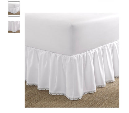 Laura Ashley Crochet Riffle Bedskirt - White - Twin
