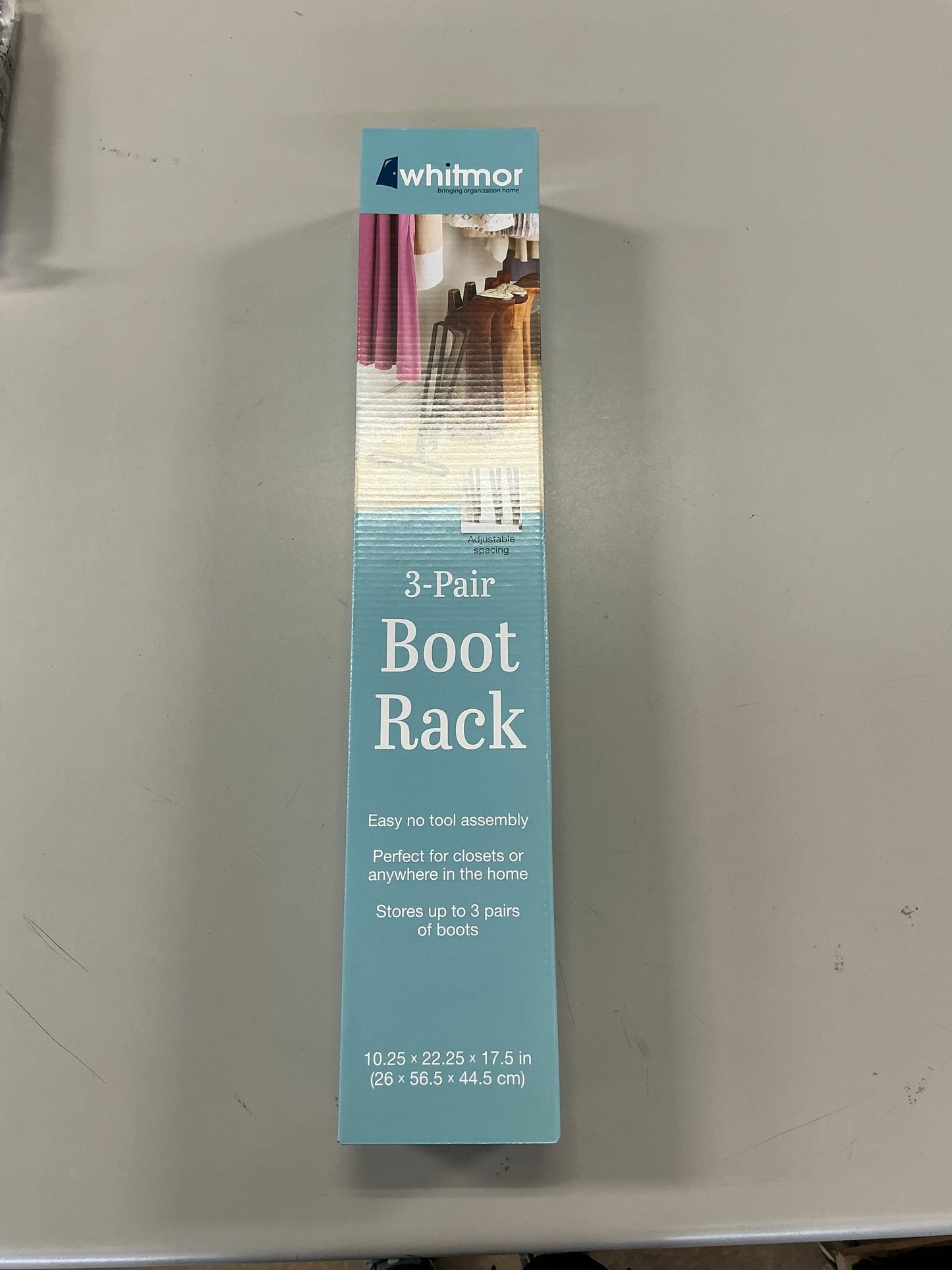 Whitmor 3 Pair Boot Rack - Adjustable Heavy Duty Frame - Black