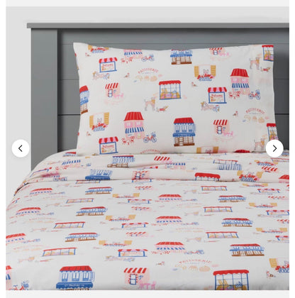 Patisserie Pets - TWIN Sheet Sets (1 Pillowcase, 1 Flat Sheet, 1 Fitted Sheet) - External storage case shows minor dirt from handling (see pictures) - FOR PICKUP ONLY