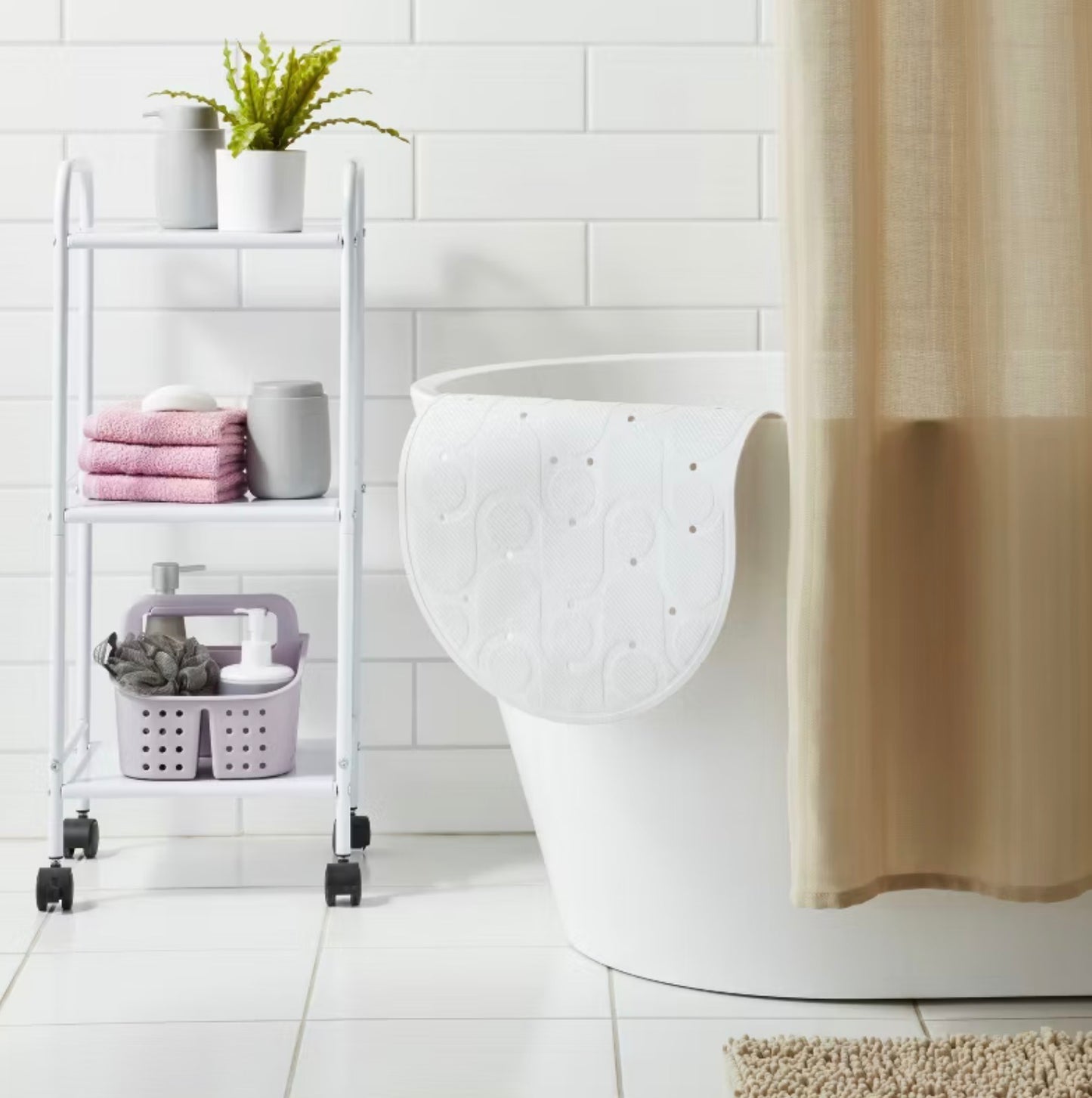 15"x27" Rounded Bath Mat White - Room Essentials™ - Minor Dirt from Shipping (see pictures)