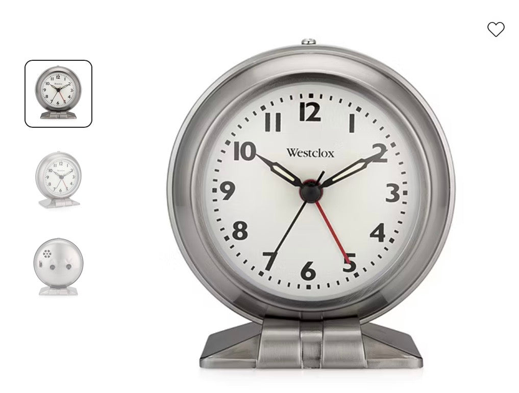 Westclox Silver Metal Alarm Clock - Out of Box