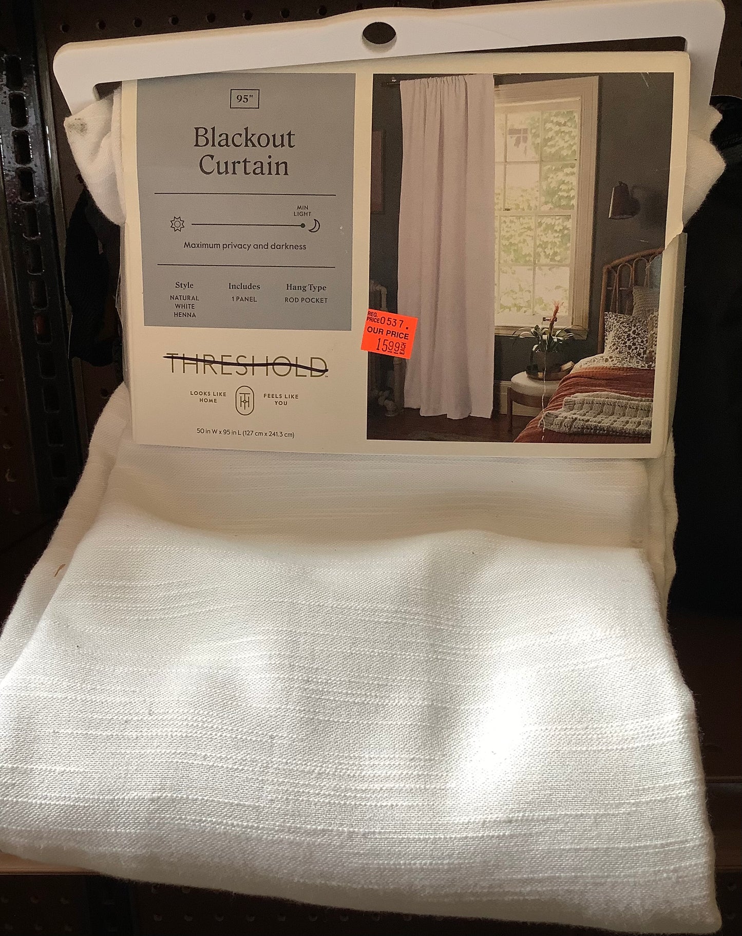 (Clearance)FINAL SALE 95” BLACKOUT CURTAIN 1-PANEL-NATURAL WHITE HENNA