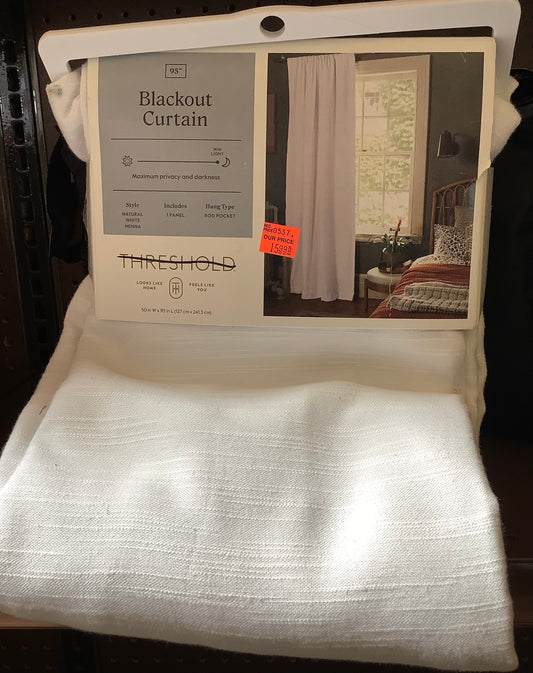 (Clearance)FINAL SALE 95” BLACKOUT CURTAIN 1-PANEL-NATURAL WHITE HENNA