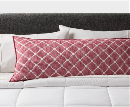 Body Pillow Cover Reversible Matelasse Red Lattice