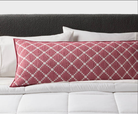 Body Pillow Cover Reversible Matelasse Red Lattice