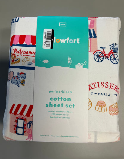 TWIN Sheet Sets (1 Pillowcase, 1 Flat Sheet, 1 Fitted Sheet) - External storage case shows minor dirt from handling (see pictures) - Some may be Missing packaging