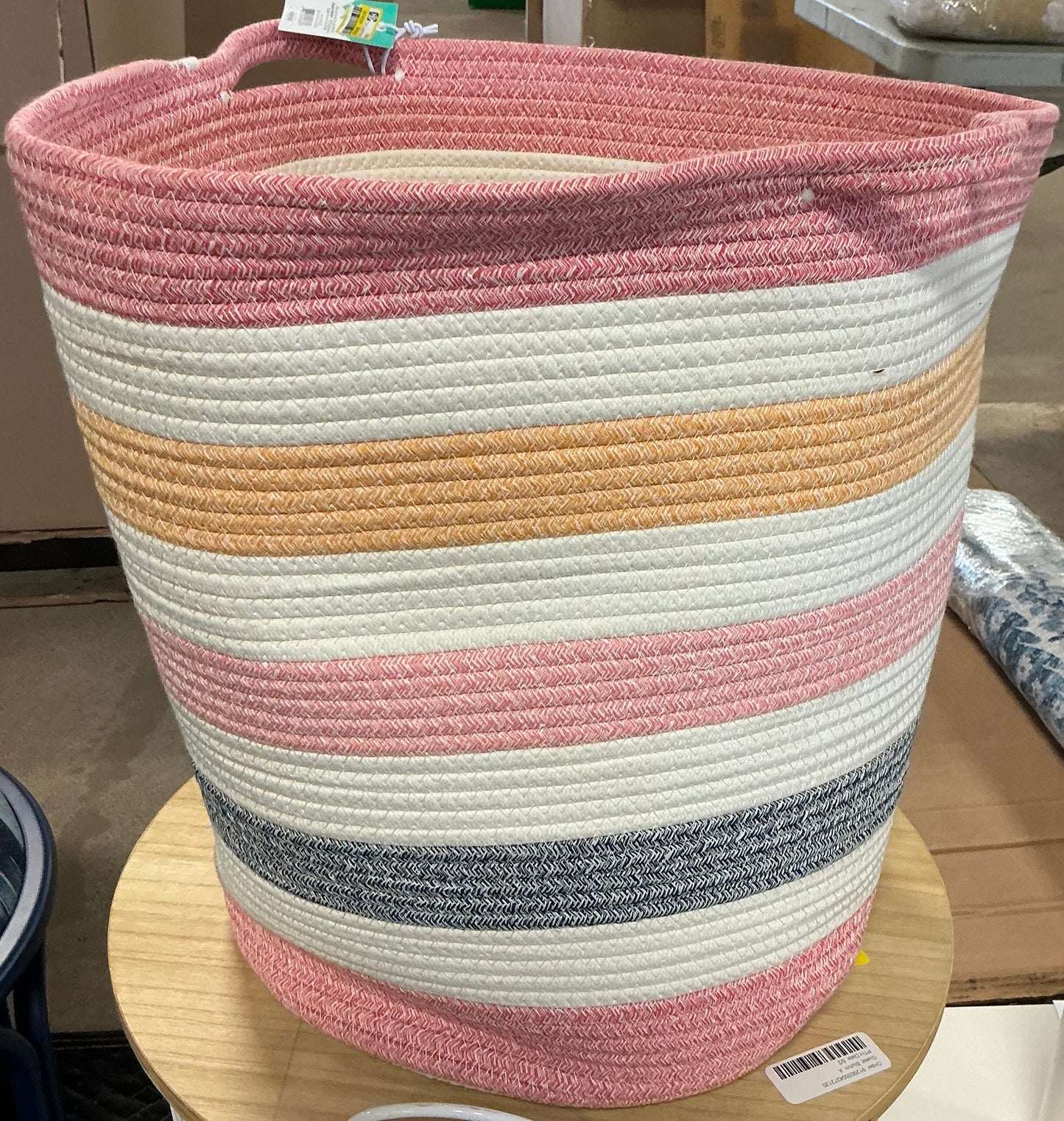 Extra Large Striped Coiled Rope Kids' Storage Bin - Minor Cosmetic Damage (see pictures) - FOR PICKUP ONLY